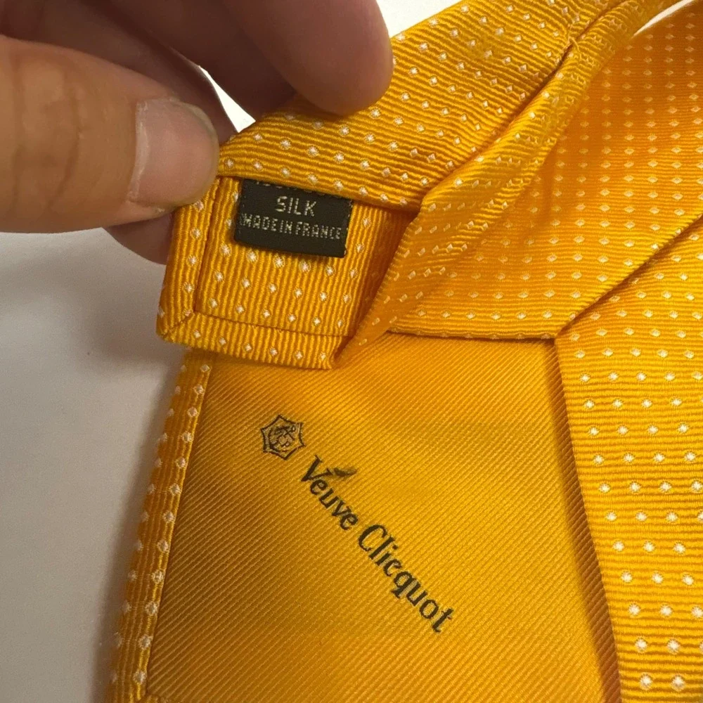 Veuve Clicquot Necktie Mens OS Orange Silk Micro Dot Made in France Luxury Tie